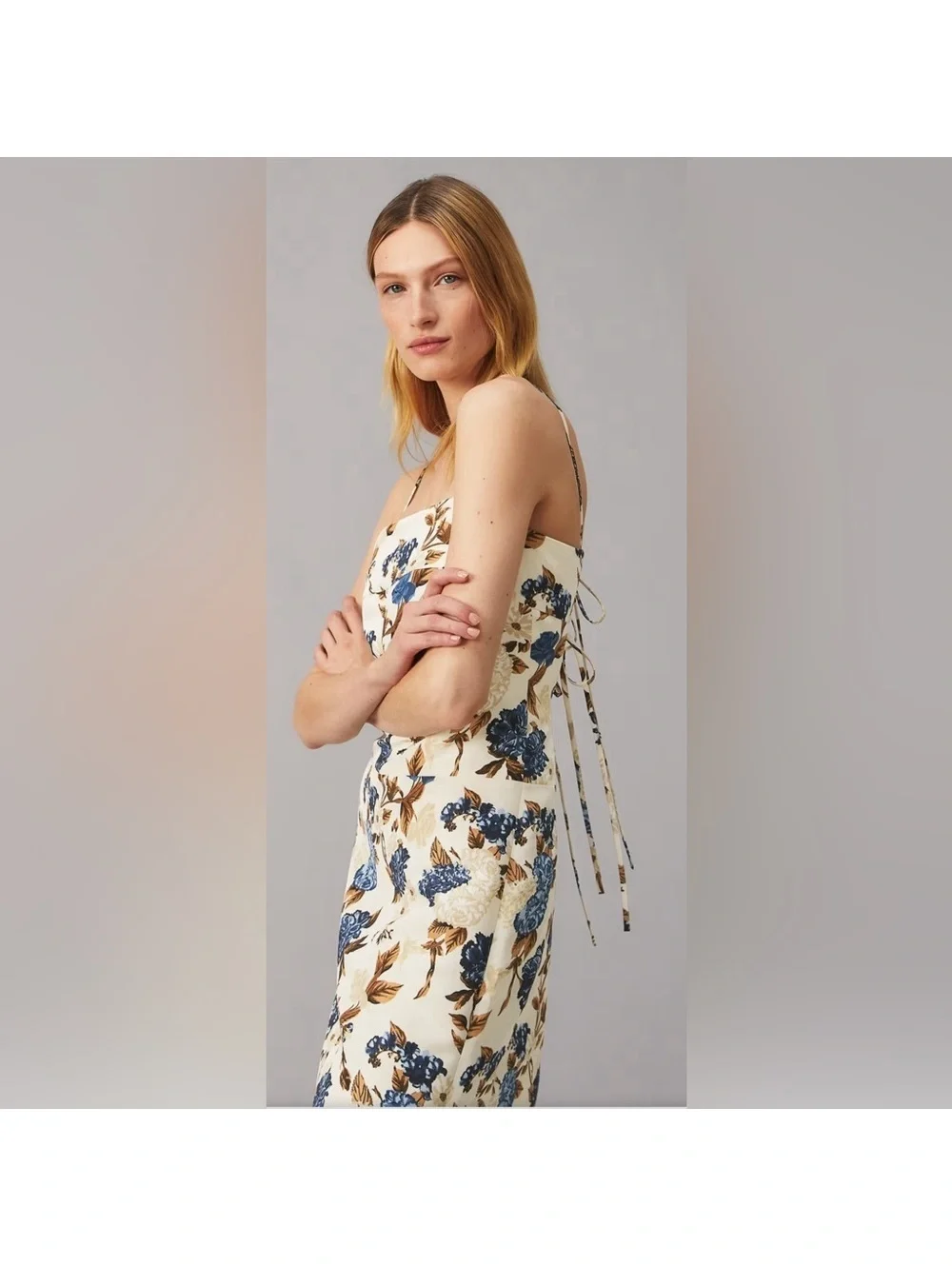 NEW Tory Burch Strap Back Floral Midi Dress, Size 8 New w/Tag Retail $598